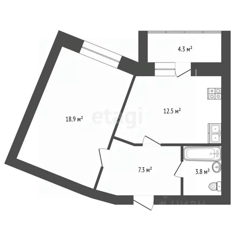 1-к кв. Костромская область, Кострома ул. Евгения Ермакова, 1к2 (41.4 ... - Фото 1