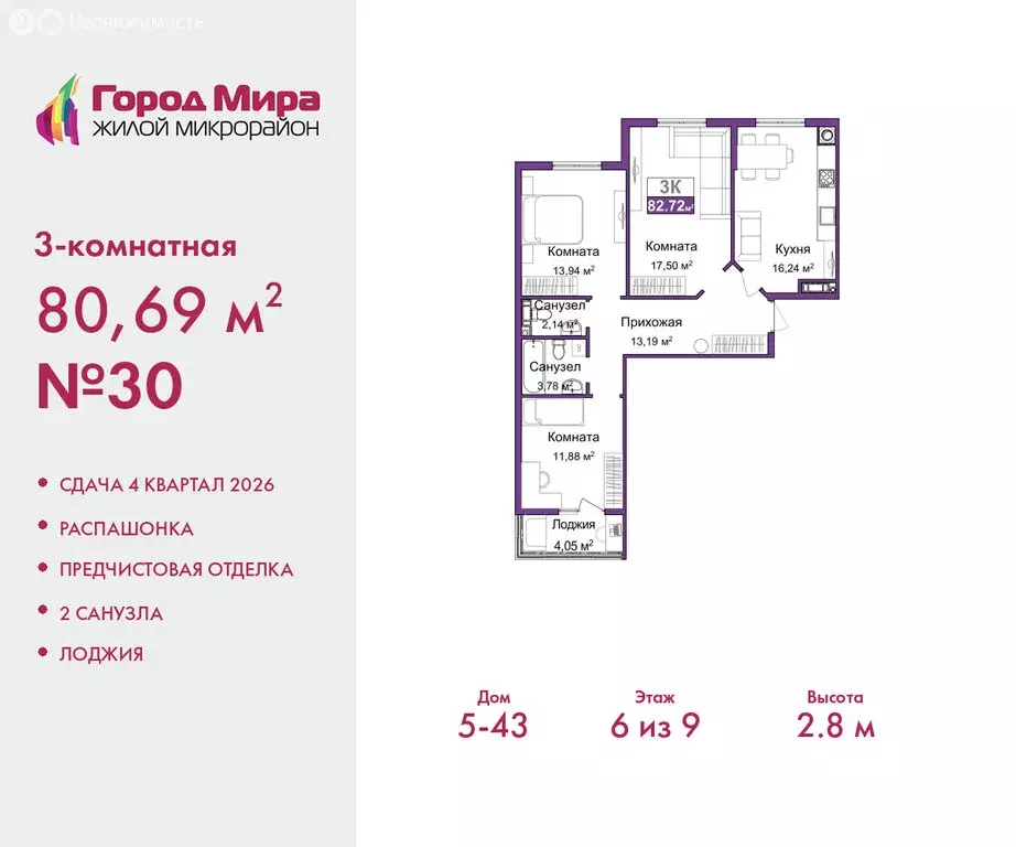 3-комнатная квартира: Симферополь, Центральный район (80.69 м) - Фото 0