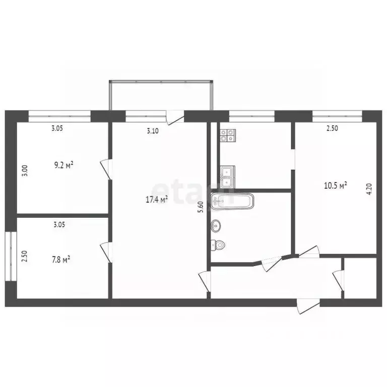 3-к кв. Камчатский край, Петропавловск-Камчатский ул. Кирдищева, 7 ... - Фото 2