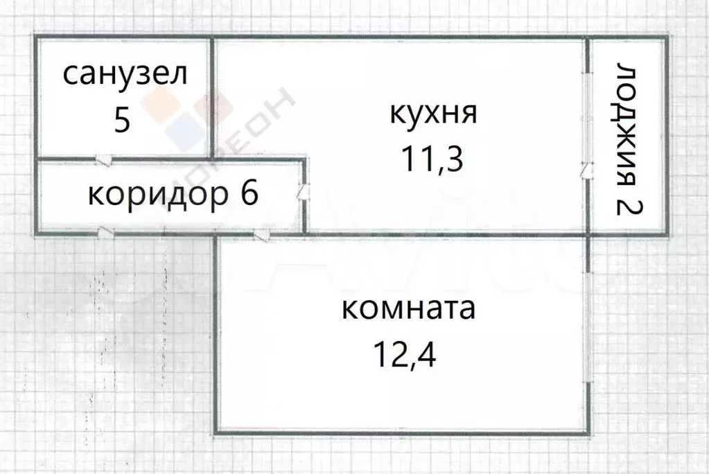 1-к. квартира, 32,2 м, 5/5 эт. - Фото 0