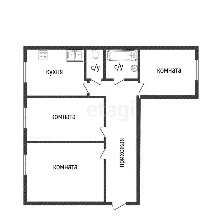 3-комнатная квартира: Миасс, проспект Октября, 74 (68 м) - Фото 1