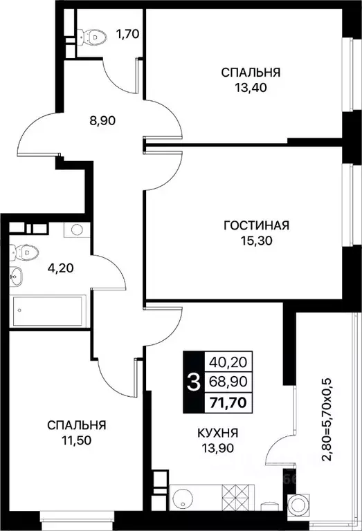 3-к кв. Ростовская область, Ростов-на-Дону Смартполет жилой комплекс ... - Фото 0