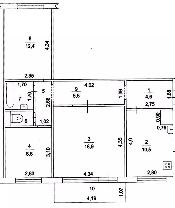 3-комнатная квартира: посёлок городского типа Некрасовский, микрорайон ... - Фото 1