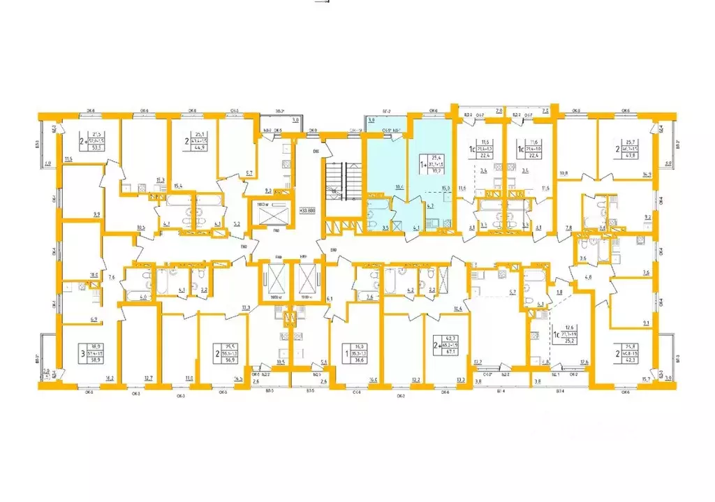1-к кв. Башкортостан, Уфа Инорс-4Б мкр, Акварель жилой комплекс (38.9 ... - Фото 2