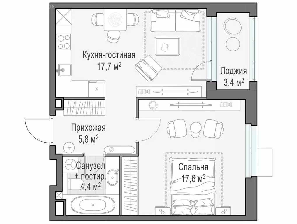 1-комнатная квартира: Мытищи, микрорайон 17А, ЖК Новое Медведково, к39 ... - Фото 0