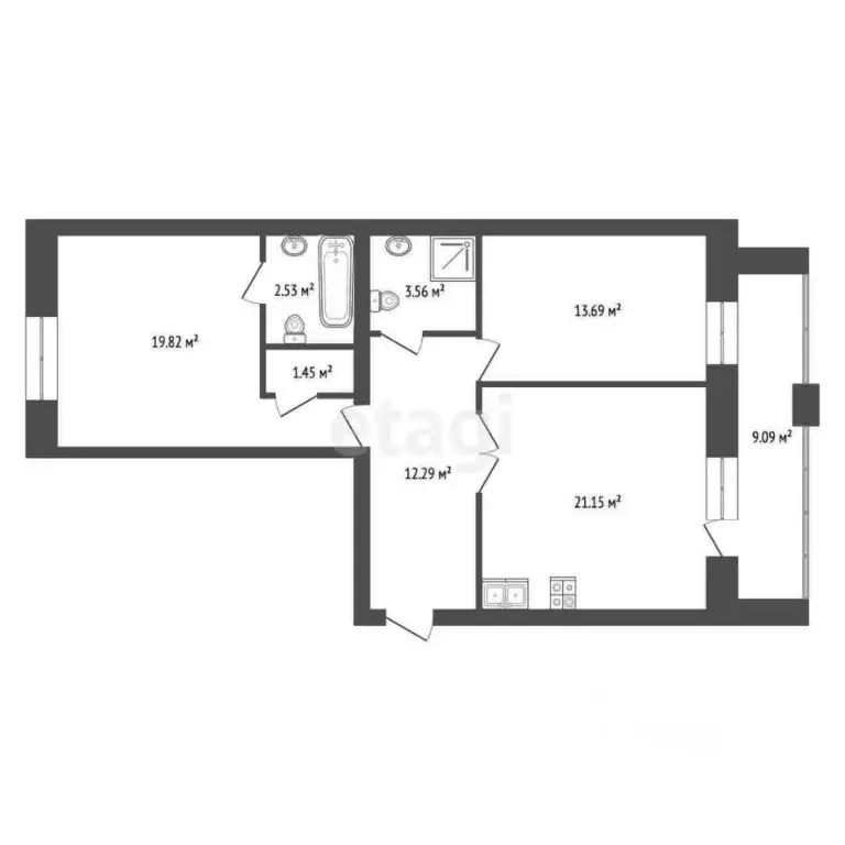 2-к кв. Тюменская область, Тюмень ул. Тимофея Кармацкого, 5 (76.5 м) - Фото 2