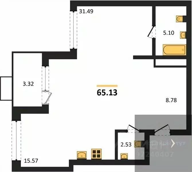 2-к кв. Воронежская область, Воронеж наб. Чуева, 7 (65.13 м) - Фото 0