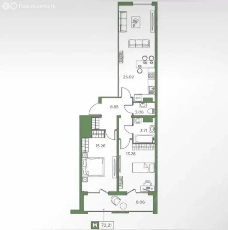 2-комнатная квартира: Санкт-Петербург, Московский проспект, 71к2 (72 ... - Фото 1