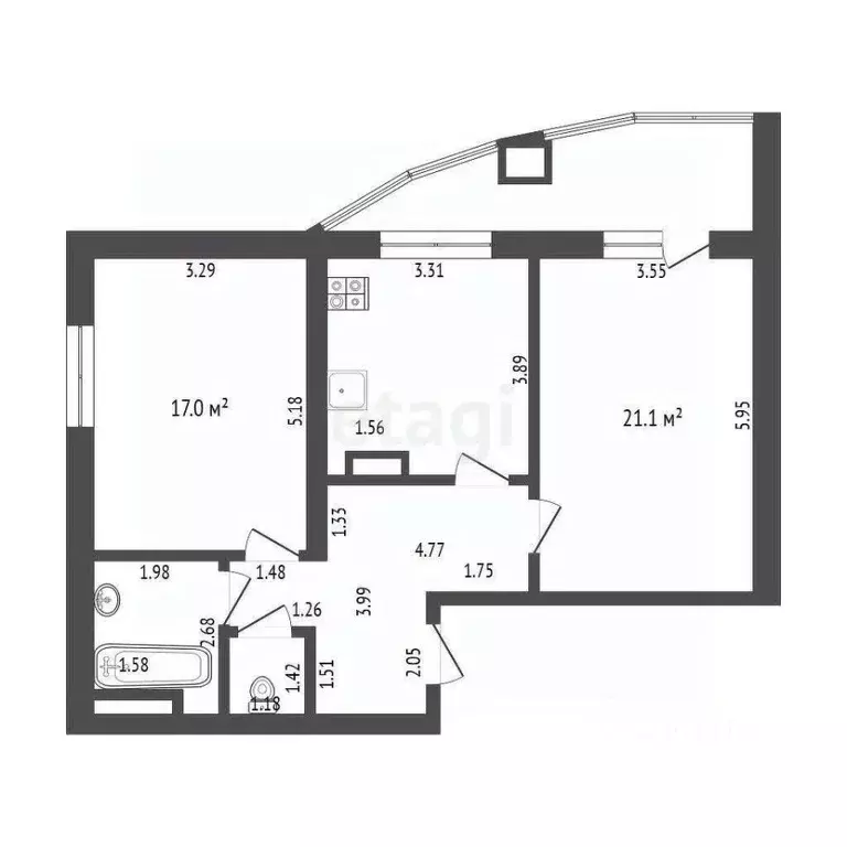 2-к кв. Тюменская область, Тюмень Ямская ул., 86 (68.0 м) - Фото 2
