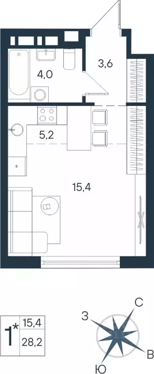 Студия Пермский край, Пермь ул. Космонавта Беляева, 17 (28.2 м) - Фото 0