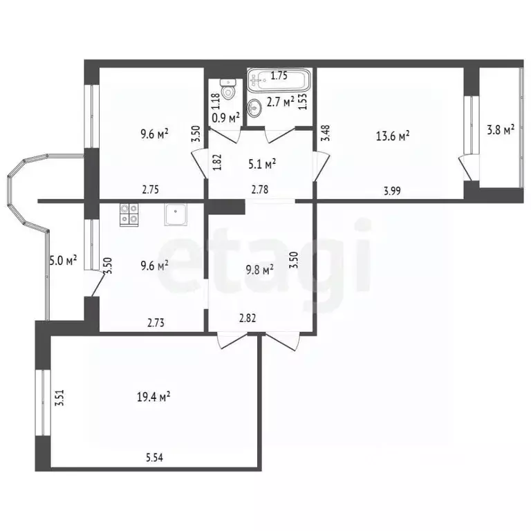3-к кв. Самарская область, Самара Южный проезд, 184 (75.0 м) - Фото 2