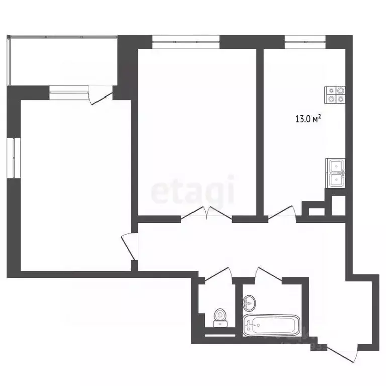 2-к кв. Тюменская область, Тюмень ул. Раушана Абдуллина, 6к1 (54.7 м) - Фото 2