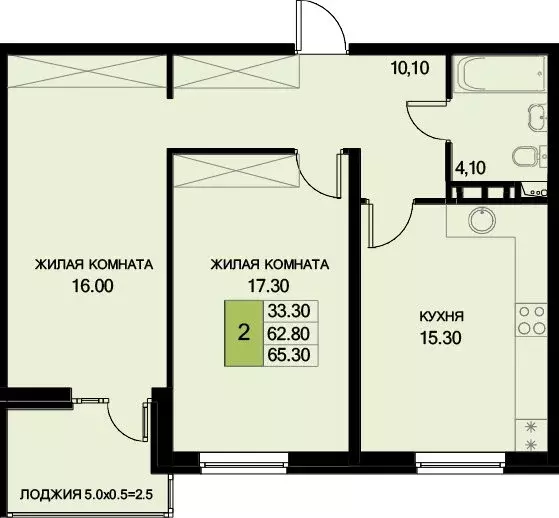 2-комнатная квартира: Краснодарский край, Динской район, ... - Фото 1