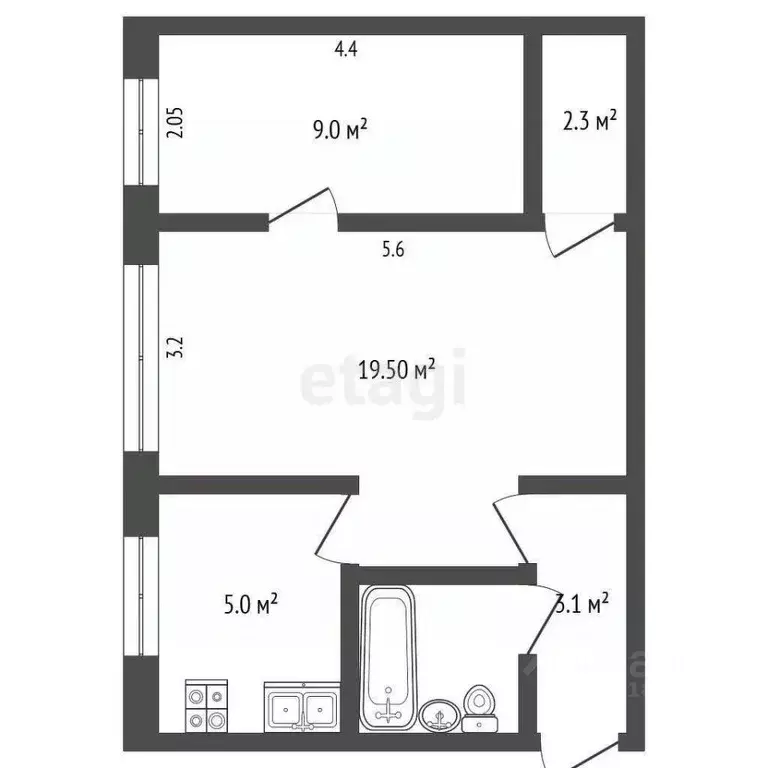 2-к кв. Камчатский край, Елизово Дальневосточная ул., 10А (44.2 м) - Фото 1