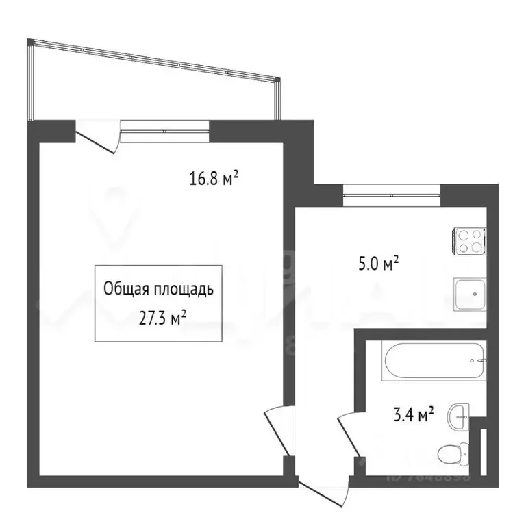 1-к кв. Татарстан, Казань ул. Юлиуса Фучика, 106 (26.5 м) - Фото 1