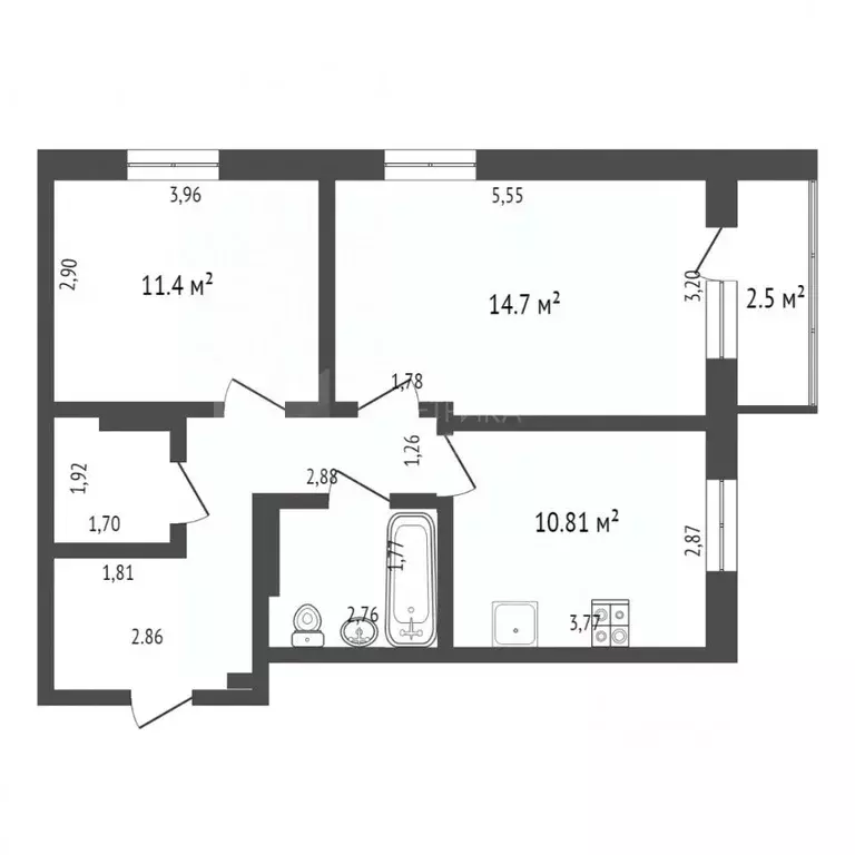 2-к кв. Тюменская область, Тюмень ул. Газовиков, 61 (58.0 м) - Фото 1