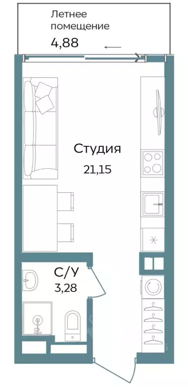 Студия Крым, Саки ул. Морская (29.31 м) - Фото 0