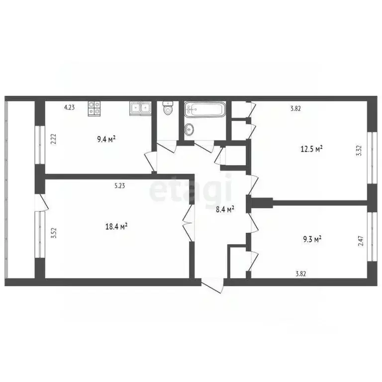 3-к кв. Крым, Красногвардейский район, с. Восход ул. Строителей (64.0 ... - Фото 2