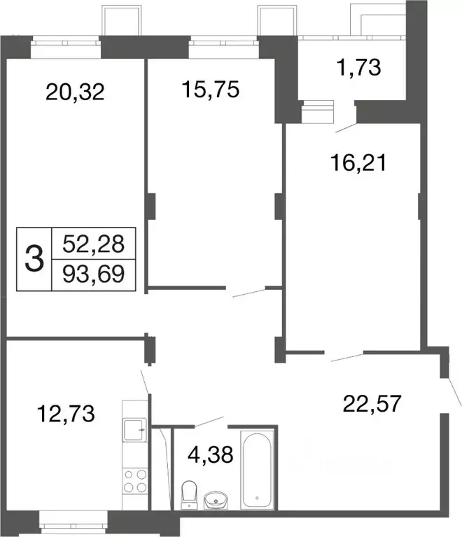 3-к кв. Московская область, Апрелевка Наро-Фоминский городской округ, ... - Фото 1