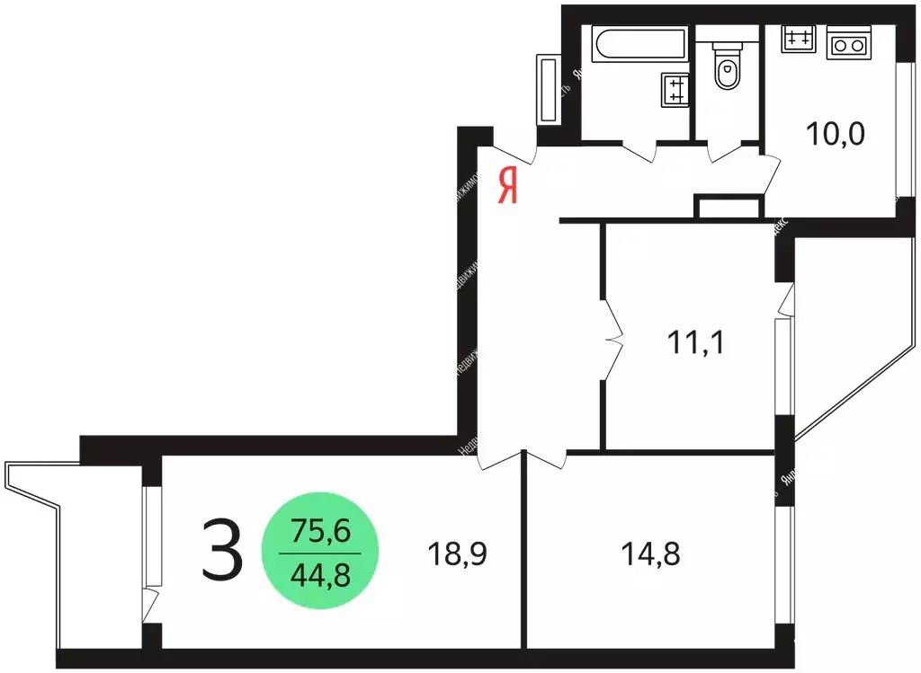 3-комнатная квартира: Москва, улица Главмосстроя, 5 (73.6 м) - Фото 2