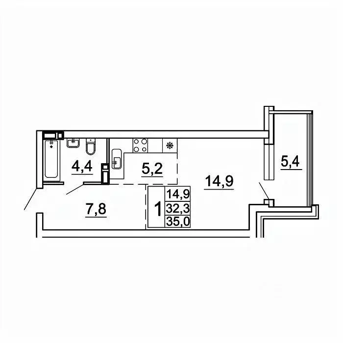 1-к кв. Приморский край, Владивосток Лесная ул., 1В/1 (35.0 м) - Фото 1