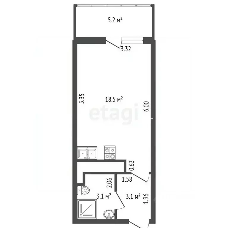Студия Санкт-Петербург ул. Плесецкая, 16 (25.0 м) - Фото 1