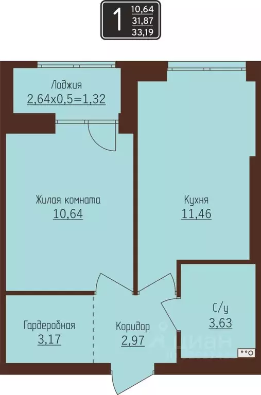 1-к кв. Пермский край, Пермь ул. Писарева, 8 (33.19 м) - Фото 1