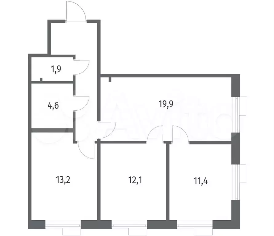 3-к. квартира, 71,6 м, 10/12 эт. - Фото 1