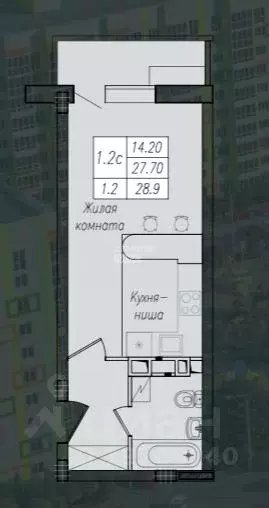 1-к кв. Курская область, Курск ул. Энгельса, 158к1 (28.9 м) - Фото 1