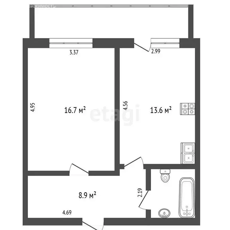 1-комнатная квартира: Калуга, Терепецкая улица, 7 (43.2 м) - Фото 1