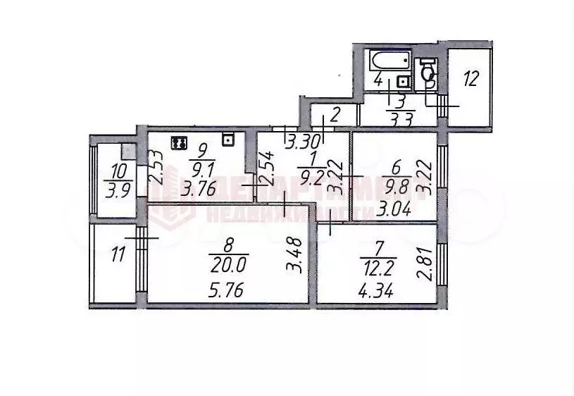 3-к. квартира, 72,5 м, 9/9 эт. - Фото 1