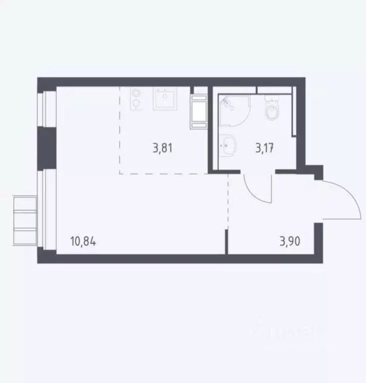 Квартира, студия, 21.7 м - Фото 1