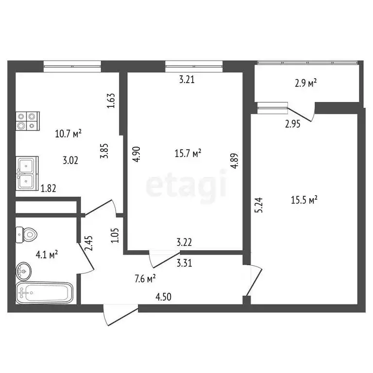2-комнатная квартира: Кингисепп, Крикковское шоссе, 34 (53.5 м) - Фото 1