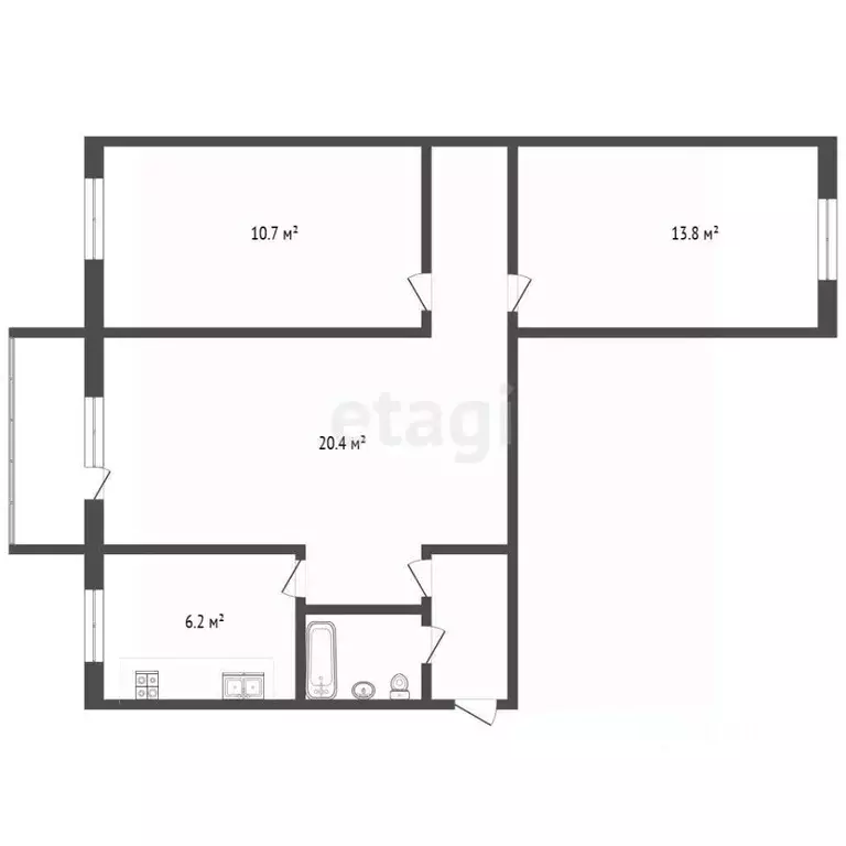 3-к кв. Челябинская область, Челябинск ул. Курчатова, 6А (58.6 м) - Фото 2