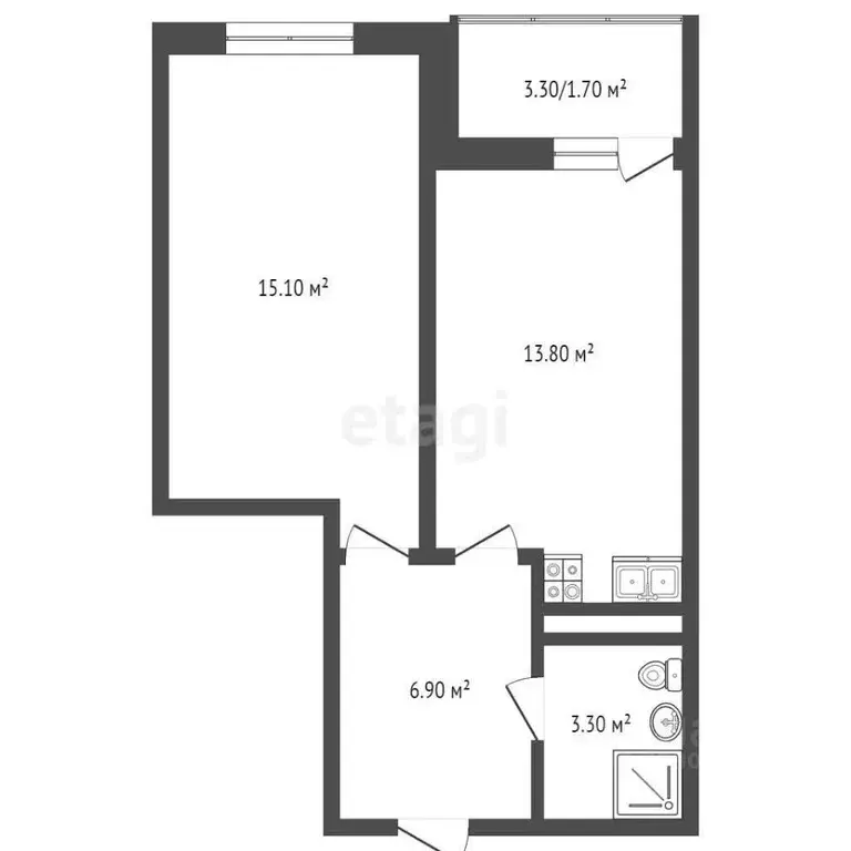 1-к кв. Ростовская область, Ростов-на-Дону ул. Нансена, 103/1/8 (44.0 ... - Фото 2