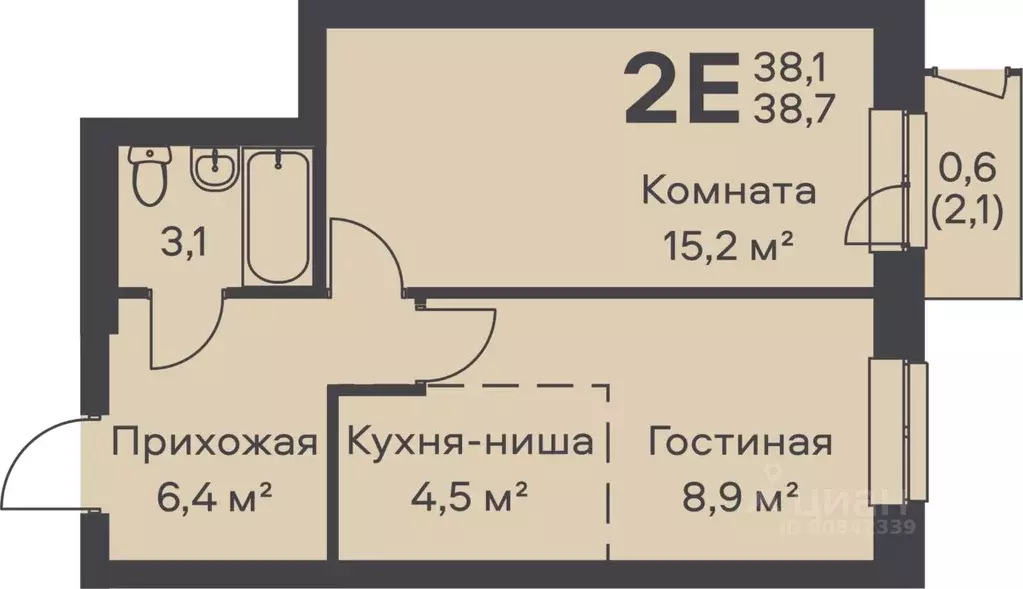 2-к кв. Пермский край, Пермь ул. Вильямса, 5А (38.7 м) - Фото 0
