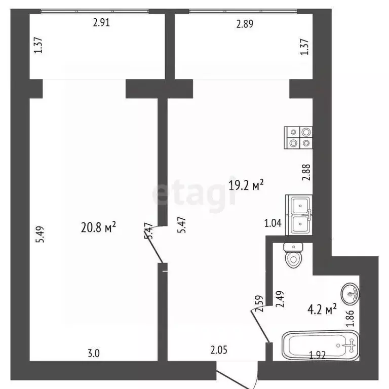 1-к кв. Крым, Бахчисарай ул. Грузинова, 61 (44.2 м) - Фото 1
