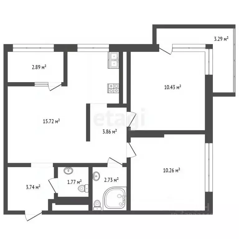 2-к кв. Тюменская область, Тюмень Тарманы мкр, ул. Малышева, 31к1 ... - Фото 1