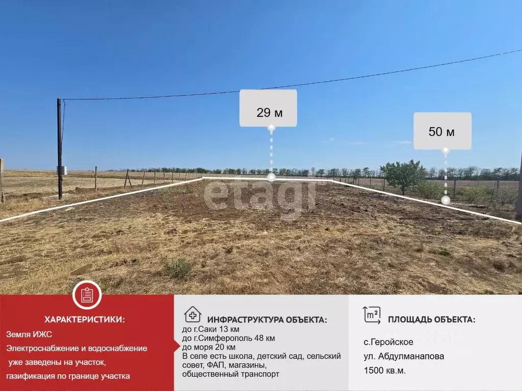 Участок в Крым, Сакский район, с. Геройское  (15.0 сот.) - Фото 2