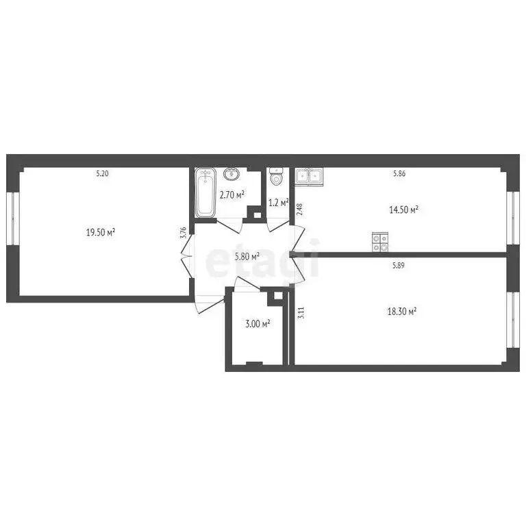 2-комнатная квартира: Севастополь, улица Колобова, 22/3 (65 м) - Фото 0