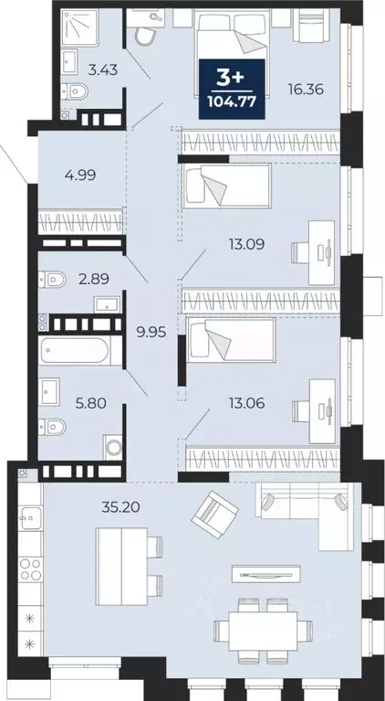 3-к кв. Тюменская область, Тюмень Айвазовский Сити жилой комплекс ... - Фото 0