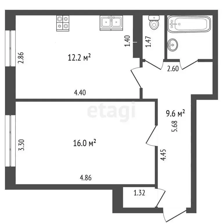 1-комнатная квартира: Набережные Челны, посёлок ЗЯБ, улица Комарова, ... - Фото 1