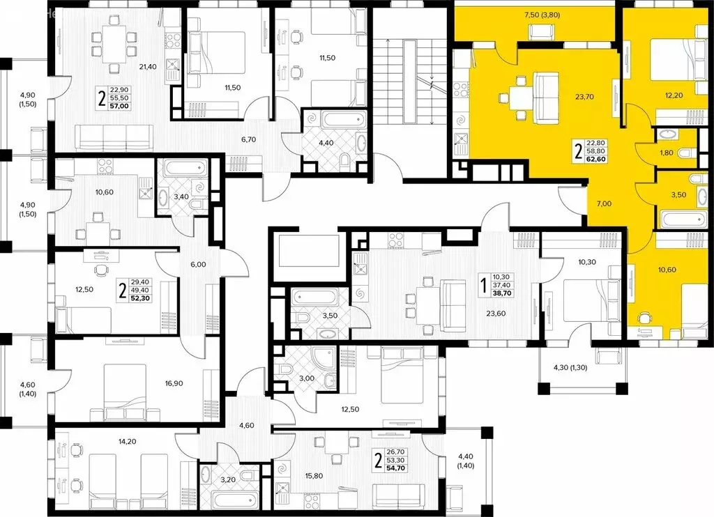 2-комнатная квартира: Сукко, жилой комплекс Кипарис (62.6 м) - Фото 2