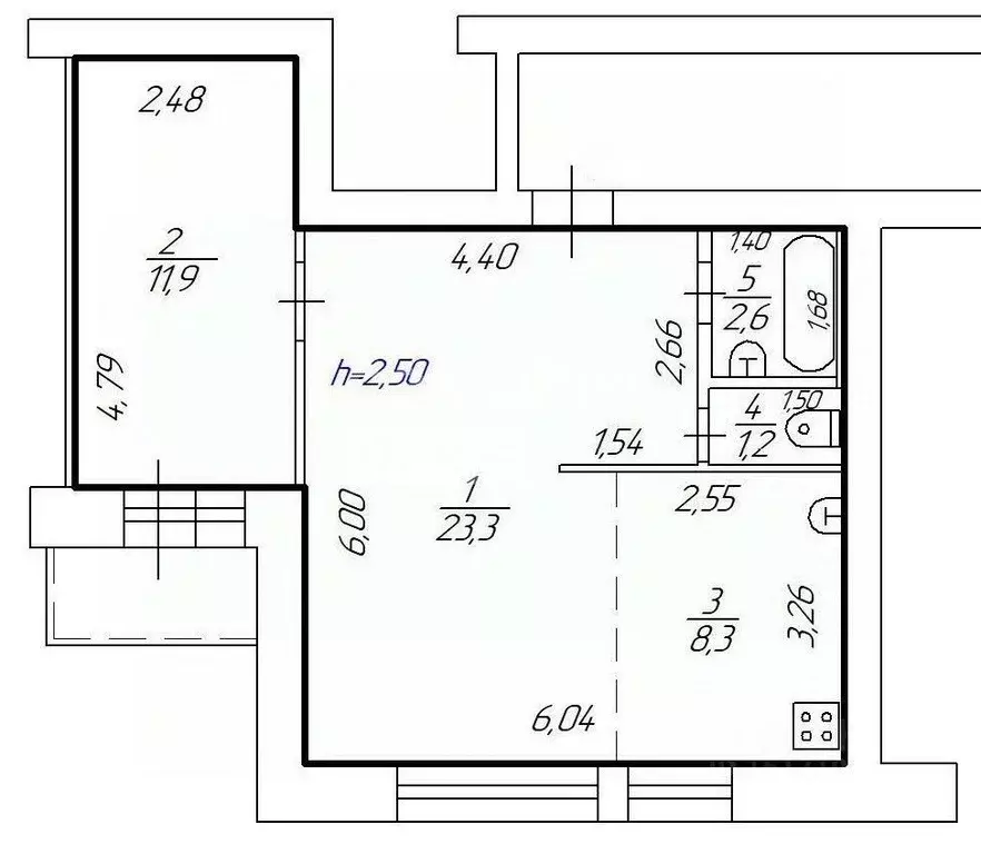 2-к кв. Челябинская область, Челябинск ул. Овчинникова, 10 (47.3 м) - Фото 2