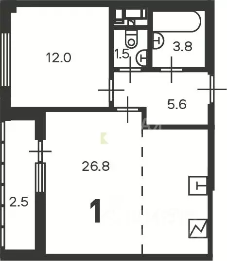 1-к кв. Москва Кусковская ул., 12/1 (49.7 м) - Фото 2