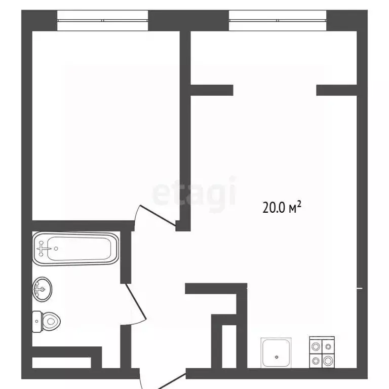 1-к кв. Тюменская область, Тюмень ул. Ю.-Р.Г. Эрвье, 38 (45.0 м) - Фото 1