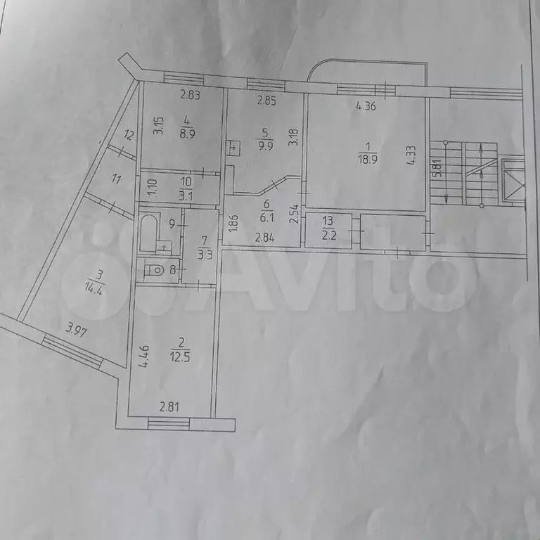 4-к. квартира, 87м, 4/10эт. - Фото 1