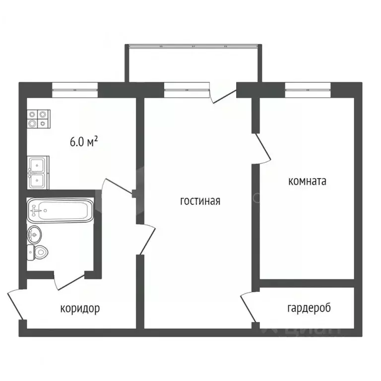 2-к кв. Тюменская область, Тюмень ул. Хохрякова, 80 (44.5 м) - Фото 2