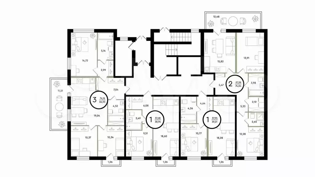 1-к. квартира, 38,9 м, 1/4 эт. - Фото 1