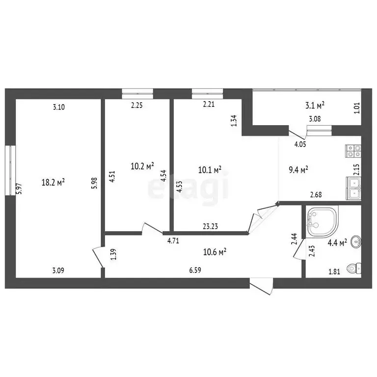 3-комнатная квартира: Стерлитамак, улица Строителей, 24 (63.2 м) - Фото 1